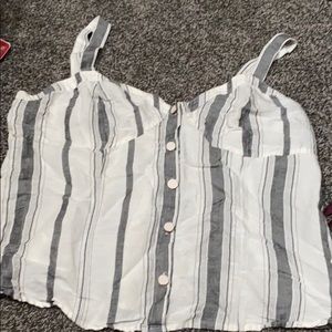 Stripped faux button tank- New without tags